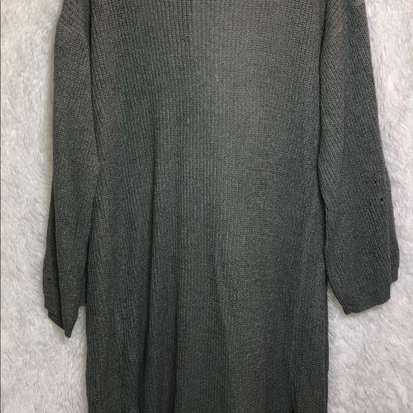 Gray Cardigan Knee Length Open Front Soft Knit Sm/Med - Picture 5 of 7